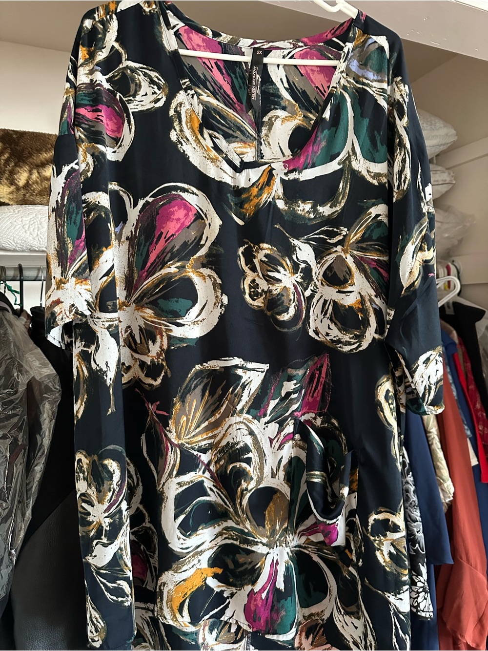 Melissa McCarthy Navy Floral Print Blouse